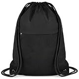 TILYMOL Drawstring Backpack Gym Bag - String Gym Bag for Men & Women, Lightweight Cinch Sports Sackpack for Beach, Travel, Yoga, Swimming, Black