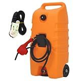 15 gal Gas Caddy, 57L Portable Fuel Tank and Fuel Transfer Pump with 10-Foot Hose for Lawn Mower, Farm, Marine, and Home Use
