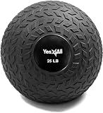 Yes4All 25 lbs Slam Ball for Strength, Power Workout - Fitness Exercise Ball with Grip Tread & Durable Rubber Shell (25 Lbs, Black)
