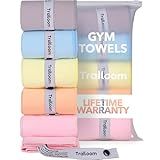 Trailoom Microfiber Workout Towels - Quick Dry, Highly Absorbing, Odor-Free, for Women & Men - Gym Sweat Sports Towel for Hot Yoga, Tennis, Running, Exercise, Working Out, Camping, Set of 5 Pastel