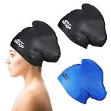 Seago Swim Cap Long Hair 2 Pack Silicone Waterproof Women Adult Girls 10+