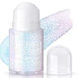 HOSAILY Roll-on Holographic Body Glitter Gel for Face Hair, Chameleon Color Changing Glitter Gel Under Light, Chunky Mermaid Sequins Festival Party Rave Accessories Shimmer Makeup (Sparkling Pink)
