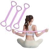 Nzwnxdtq Figure 8 Fitness Resistance Band, Elastic Bands for Working Out,Arm,Back Training Elastic Ropes, Exercise Equipment for Yoga, Pilates,Physical Therapy,Stretching（3 Pack） (Pink)