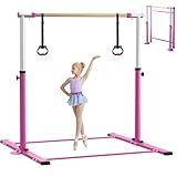 EL&IT·Wings Gymnastic Kip Bar,Horizontal Bar for Kids Girls Junior,3' to 5' Adjustable Height,Home Gym Equipment,Ideal for Indoor and Home Training,300lbs Weight Capacity