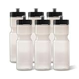 50 Strong Sports Water Bottles 6-Pack – Reusable 22 oz BPA-Free Plastic Bottles with Pull Top Cap – Made in USA – Top Rack Dishwasher Safe – Fits Most Bike Cages Brand - Clear