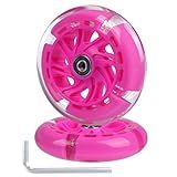 Gladeer 120mm Light Up Flashing Scooter Front Replacement Wheels w/Bearings for Kids 3-Wheeled Kick Scooters (Pink)