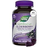 Nature’s Way Sambucus Elderberry Immune Gummies, Daily Immune Support for Kids and Adults*, with Vitamin C, Vitamin D3, Zinc, Gluten Free, Vegetarian, 60 Gummies (Packaging May Vary)