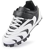 CAMVAVSR Unisex-Child Baseball Cleats Kids Softball Shoes for Boys Girls Rubber Molded Little Children Big Youth Sneakers Easy to Wear Sports Footwear Black Size 13