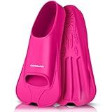 Odoland Snorkel Fins, Diving Fins for Adult, Full Foot Pocket Travel Size Swim Training Fins, Silicone Snorkeling Fins, Comfortable Flippers for Men and Women, Rose Pink, S