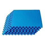 We Sell Mats 3/4 Inch Thick Martial Arts EVA Foam Exercise Mat, Tatami Pattern, Interlocking Floor Tiles for Home Gym, MMA, Anti-Fatigue Mats, 24 in x 24 in, Blue, 24 Square Feet (6 Tiles) (TM)