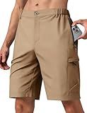 Mens Hiking Cargo Shorts Lightweight Elastic Waist Outdoor Work Sports Short Classic Relaxed Fit Quick-Dry Stretch Tactical Shorts with 6 Zipper Pockets for Work Golf Athletic Casual Travel Fishing