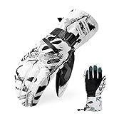 HOIHOO Ski Gloves, Waterproof Snow Gloves -30℉ Winter Gloves for Cold Weather Touchscreen Snowboard Glove Warm for Men Women (White, Large)