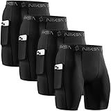 Niksa 2/4 Pack Compression Shorts Men with Pocket, Spandex Running Shorts Sport Athletic Workout Performance Underwear