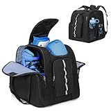 GOBUROS Roller Skate Bag for Men Women, Ice Skating Backpack for Skate Shoes Up to US Mens 13, with Multi-Pockets for Inline, Figure, Quad, Speed, Hockey Skates, Black