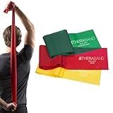 THERABAND Resistance Bands Set, Professional Elastic Band For Upper & Lower Body Exercise, Strength Training without Weights, Physical Therapy, Pilates, Rehab, Yellow & Red & Green, Beginner
