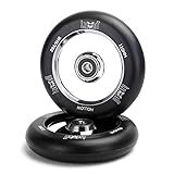 Limit Pro Scooter Wheels 110mm - Scooter Replacement Wheels for Stunt Trick Scooters Oil Slick Hollow Core with ABEC-9 Bearings Installed Pair