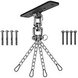 Dolibest Heavy Duty Boxing Punching Bag Chain,Wall Mount Ceiling Hooks 360° Rotation Wood Beam Holder for Boxing& MMA,Wood Beam Holder with 4 Chains and 4 Carabiners,4 Wood Screws for Wooden Sets