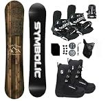 Symbolic Freedom Flag USA Snowboard , Bindings, and Boots Package with Leash, Stomp, Mask, Men Women Kids Regular-Wide (Men 10 Boot & Black Binding, 160cm)