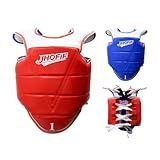 JHOFIF Martial Arts Chest Guards - Boxing Body Protector, Reversible Taekwondo Sparring Gear with Adjustable Straps, High-Density Foam Padding for MMA/Karate Training (Red, 2)
