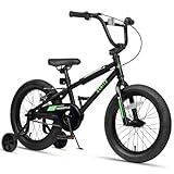 cubsala 16 Inch Little Kids Bike for Over 4 Years Old Boys Girls Youth BMX Style Bicycle with Training Wheels Coaster & Rear V Brake, Black