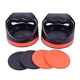 Plastic Air Hockey Strikers/Pushers, 2 PCS 4" Plastic Black Air Hockey Pushers and 4 PCS 2.75" Pucks Replacement for Game Tables Goalies Equipment Accessories