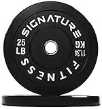 Fitvids 2" Olympic Bumper Plate Weight Plates with Steel Hub, 25LB, Pair