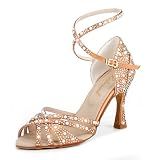 Latinsoul Y20536 Women's Sparkly Crystal Rhinestone Latin Dance Heels, 2.95in Heel, Stylish Adjustable Ankle Clasp for Dance Class and Social Events Colour Tan,Size 7.5 B(M) US/38 EU