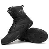 Mavonexa Men's Wrestling Shoes Men Boxing Shoes High Top Fitness Weightlifting Powerlifting Shoes Zero Drop(Black 10)
