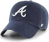 47 Brand MLB Team Color Home Primary Logo Clean Up Adjustable Baseball Cap Hat, Adult One Size Fits All - Atlanta Braves Navy