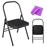 INNOLIFE Foldable Backless Yoga Chair with Resistance Band for Abs & Core, Flexibility and Strength Training and Back Pain Relieving (Black)