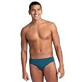 JOLYN Brolyn Men's Training Swim Brief - Internal Drawcord, Durable Chlorine-Resistant for Lap Swimming, Water Polo, Racing (Peacock, 32)