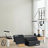 PAETA Pilates Reformer, Wooden Reformer Pilates Machine with Cadillac Trapeze Table, Pilates Equipment for Home Workout and Studio, Includes Sitting Box, Jumpboard(Reformer with Tower)