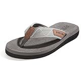 FITORY Men's Flip-Flops, Thongs Sandals Comfort Slippers for Beach Gray Size 10