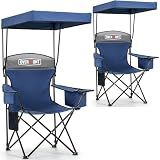 Overmont 2-Pack Camping Chairs with Canopy Shade - 330 lb Support