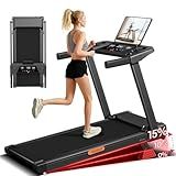 15% Treadmills for Home, 3-in-1 Foldable Treadmill with Incline, Portable Treadmill with Handle, 3.0HP Quiet Walking Pad Treadmill, 12 Automatic Modes, Three Screen
