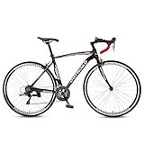 Omelaza 700C Wheel 21 Speed Road Bike with Light Weight Aluminum Alloy Frame, Commuter Bicycle with V Brakes for Men and Women, Adult Faster Racing Bike, Red