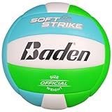 Baden | Soft Strike | Cushioned Synthetic Leather Recreational Volleyball | Indoor/Outdoor for Beginners & Youth | Official Size | Blue/Green/White