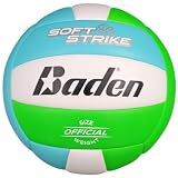 Baden | Soft Strike | Cushioned Synthetic Leather Recreational Volleyball | Indoor/Outdoor for Beginners | Official Size | Blue/Green/White