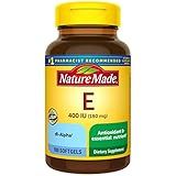 Nature Made Vitamin E 180 mg (400 IU) dl-Alpha, Dietary Supplement for Antioxidant and Skin Support, 180 Softgels, 180 Day Supply