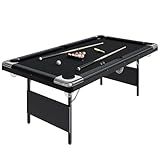 MegaChoice 6-7 Ft Folding Pool Table, Portable Pool Table, Billiard Table Set Includes Balls, Cues, Chalks and Brush, for Family Game Room, Adult Rrec Room, Basements (Black, 7FT)