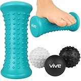 Vive Massage Ball Set (4 Piece) - Plantar Fasciitis Relief Foot Pain Hot Cold Therapy - Heel Spur, Sore Muscle, Trigger Point, Back, Arm, Neck, Shoulder, Leg Circulation Roller - FSA HSA Eligible