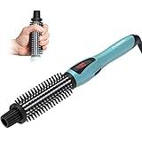 Phoebe Curling Iron Brush Anti-Scald Bristles Instant Heat Up Dual Voltage Ceramic Tourmaline Ionic Hair Curling Wand for All Hair Types (1 Inch)