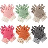 OZRTV 6 Pairs of Kids Winter Gloves Full Finger Stretchy Knitted Gloves Soft Warm Gloves for Girls,5-12 Years