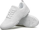 BAXINIER Girls White Cheerleading Shoes Breathable Youth Cheer Competition Sneakers Athletic Training Dance Tennis Walking Shoes - White 1 Little Kid