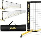 Fostoy Portable Pickleball Net Set with Wheels, 22 FT & Half Court 11 FT