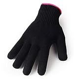 AFT90 Heat Resistant Glove for Hair Styling, Curling Iron, Flat Iron and Curling Wand, Black, Pink Edge, 1 Piece