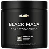 ELMNT 40,000mg 40x Strength Organic Black Maca Root + Ashwagandha - #1 Highest Potency Black Maca Root Capsules for Men Supplement 100% Pure Maca Peruana 40:1 Extract Maca Powder Pills Male Booster