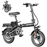 Foldable Electric Bike for Adults and Teens with 500W Peak Motor, 14" Folding E Bike with 48V Removable Battery UL 2849 Certified, Electric Bicycle with 30 Miles PAS Range, 20MPH Commuter Mini E-Bike