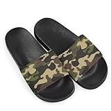 Howilath Army Green Camo Shower Shoes Bath Slipper Slides Sandal for Women and Mens Open Toe Slip On Low Heel Summer Shoes US 7
