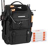 KastKing KarryAll Fishing Backpack with Rod Holder 4 Tackle Boxes, Black